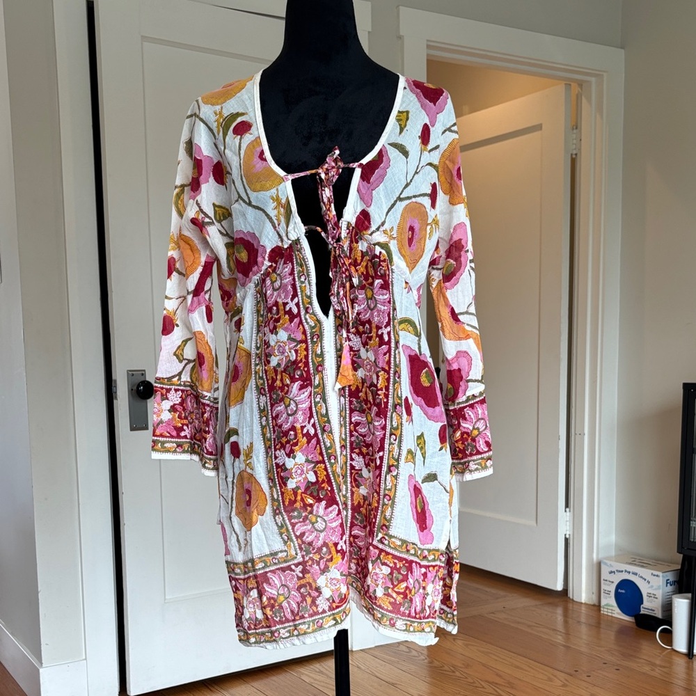 Regina Dondé Floral Cover Up with Tie-Front